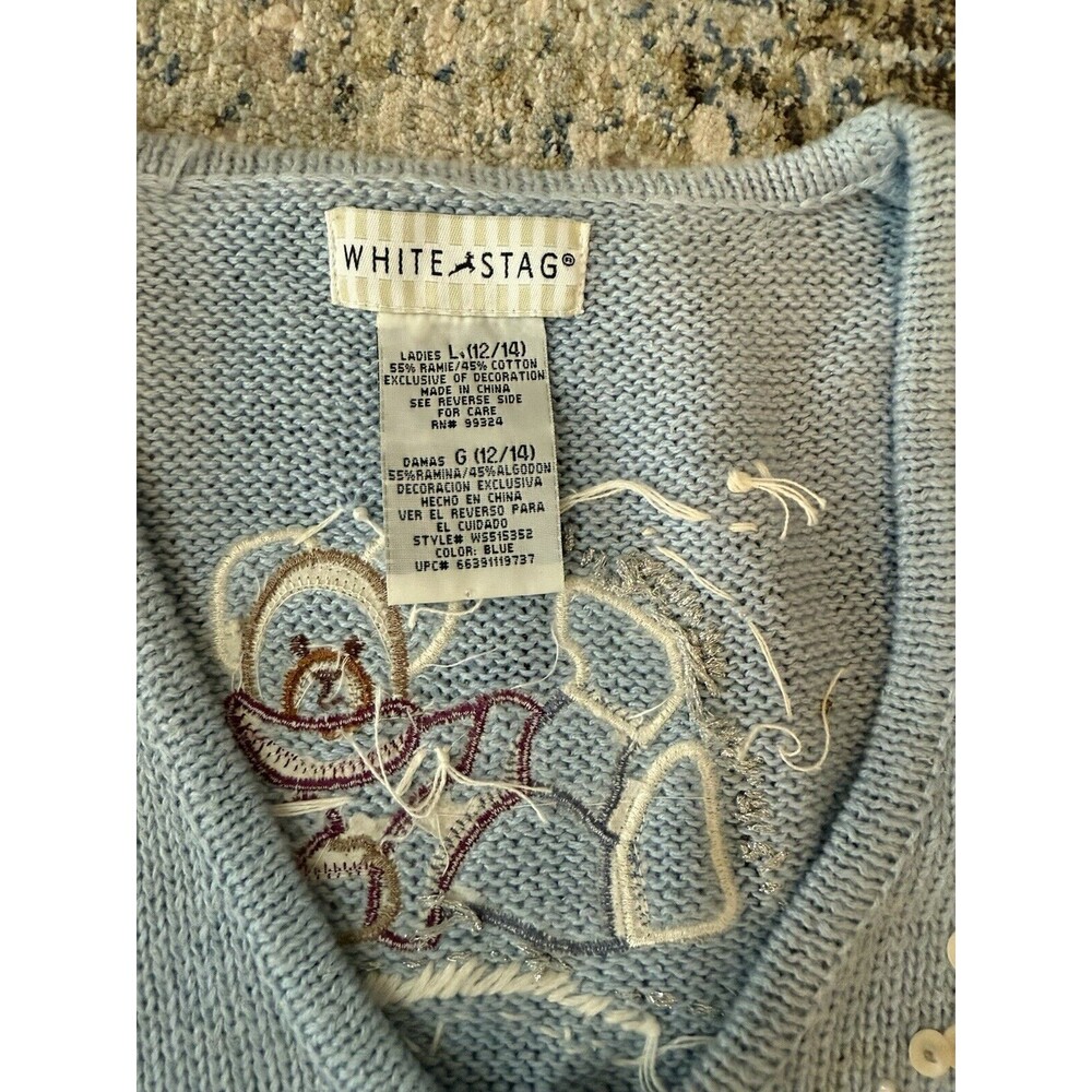 VTG White Stag Sweater Vest Womens L Ugly Christmas Winter Skating Teddy Bears - Picture 4 of 6